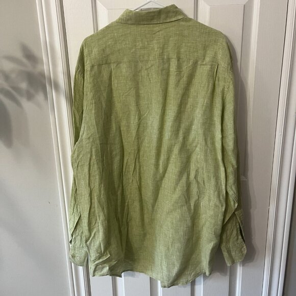 Toscano 100% Linen Light Green Button Down Shirt Men's XXL Vacation Resortwear - Picture 9 of 9